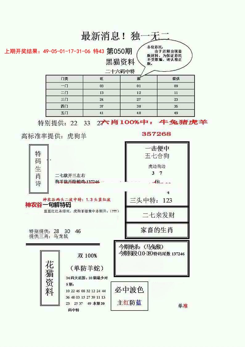 2025050期独一无二(正)