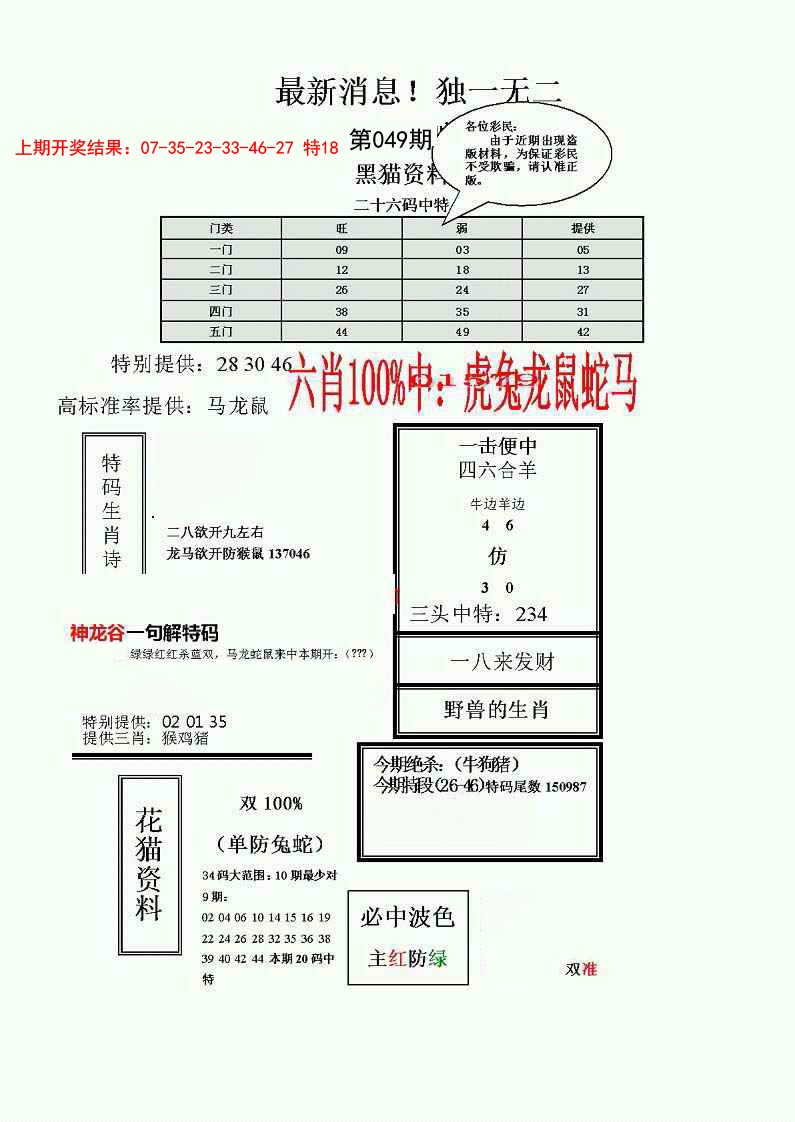 2025049期独一无二(正)