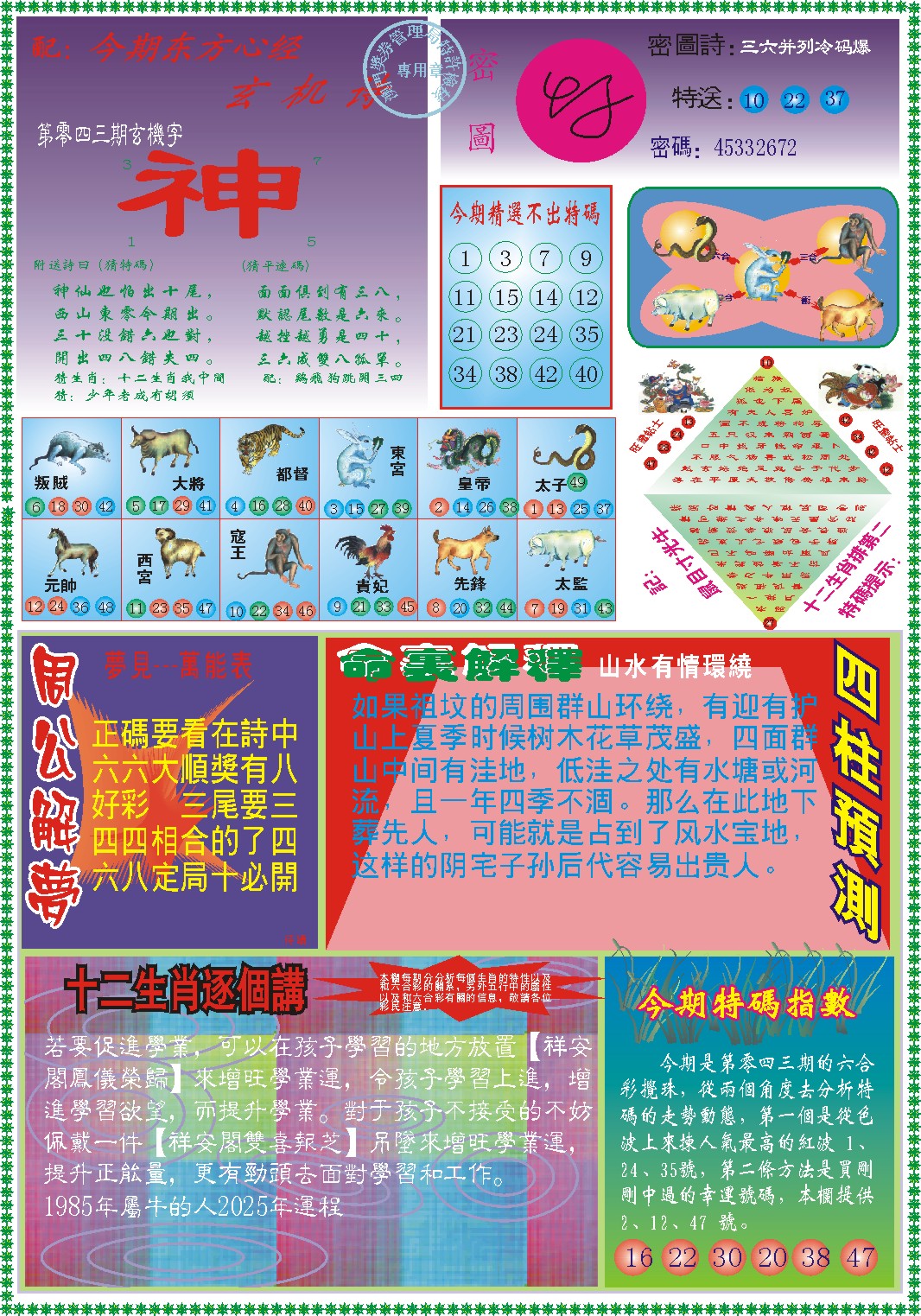 2025043期东方心经B