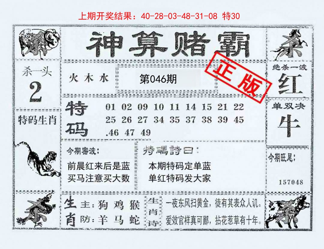 2025046期神算赌霸
