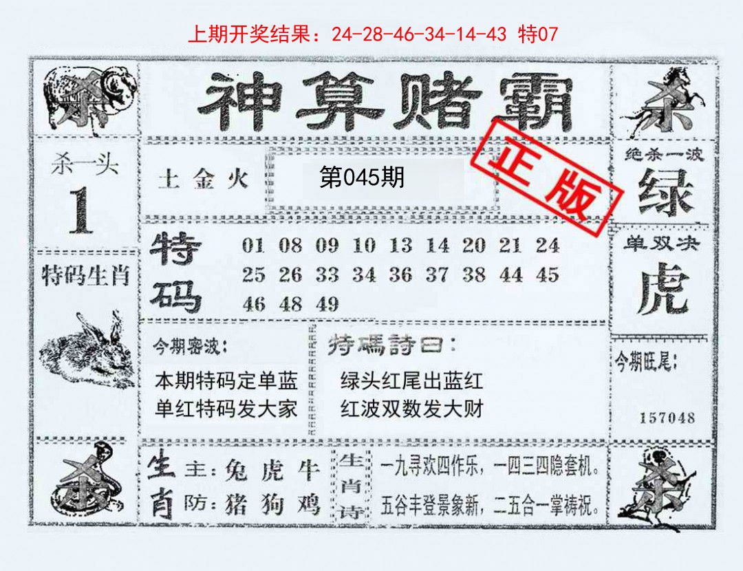 2025045期神算赌霸