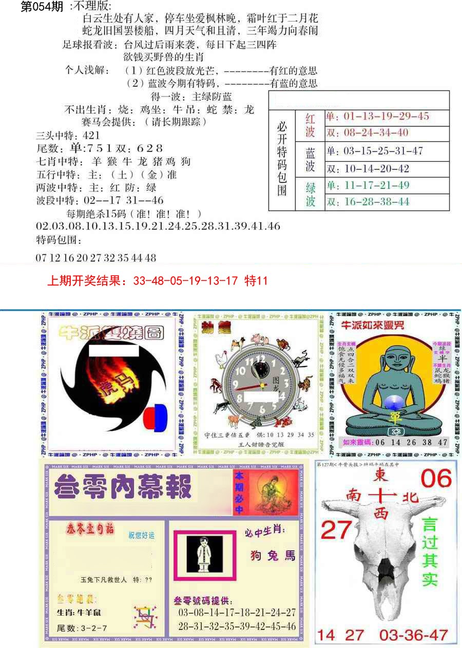 2025054期五鬼正宗会员综合资料B