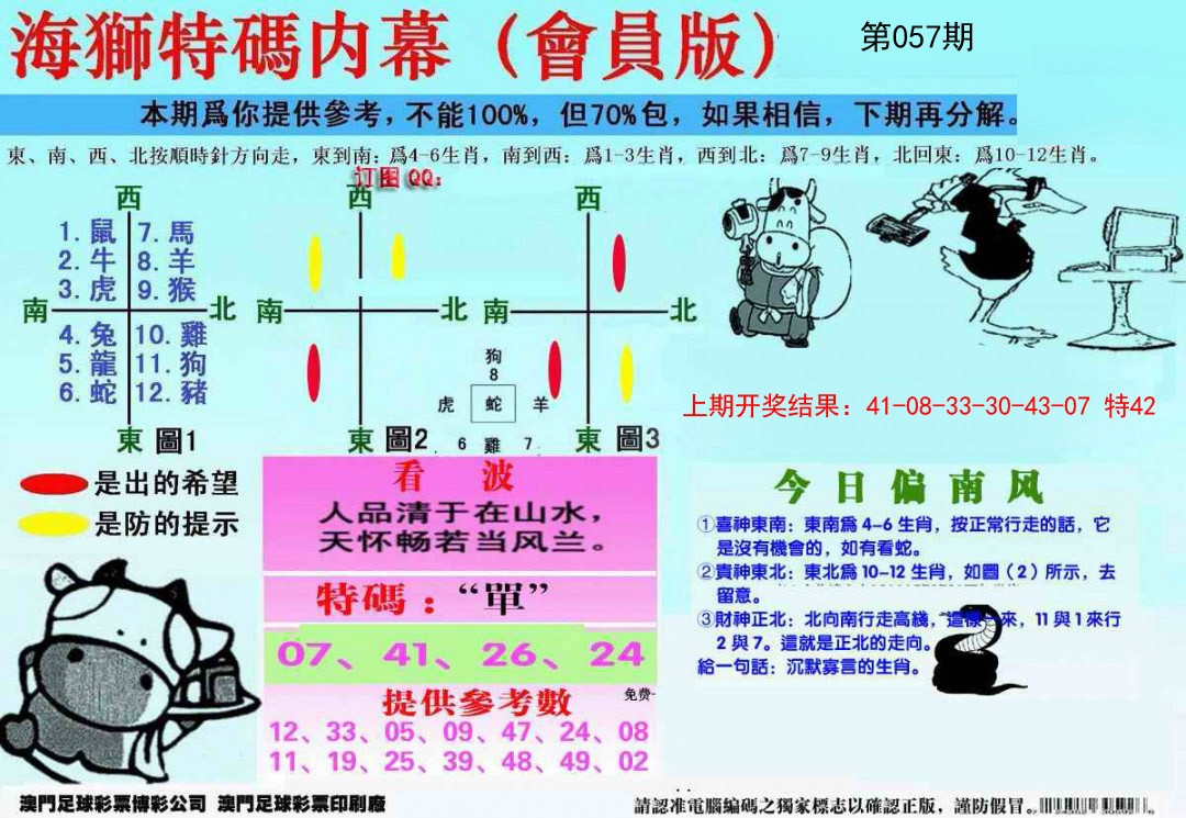 2025057期另版海狮特码内幕报
