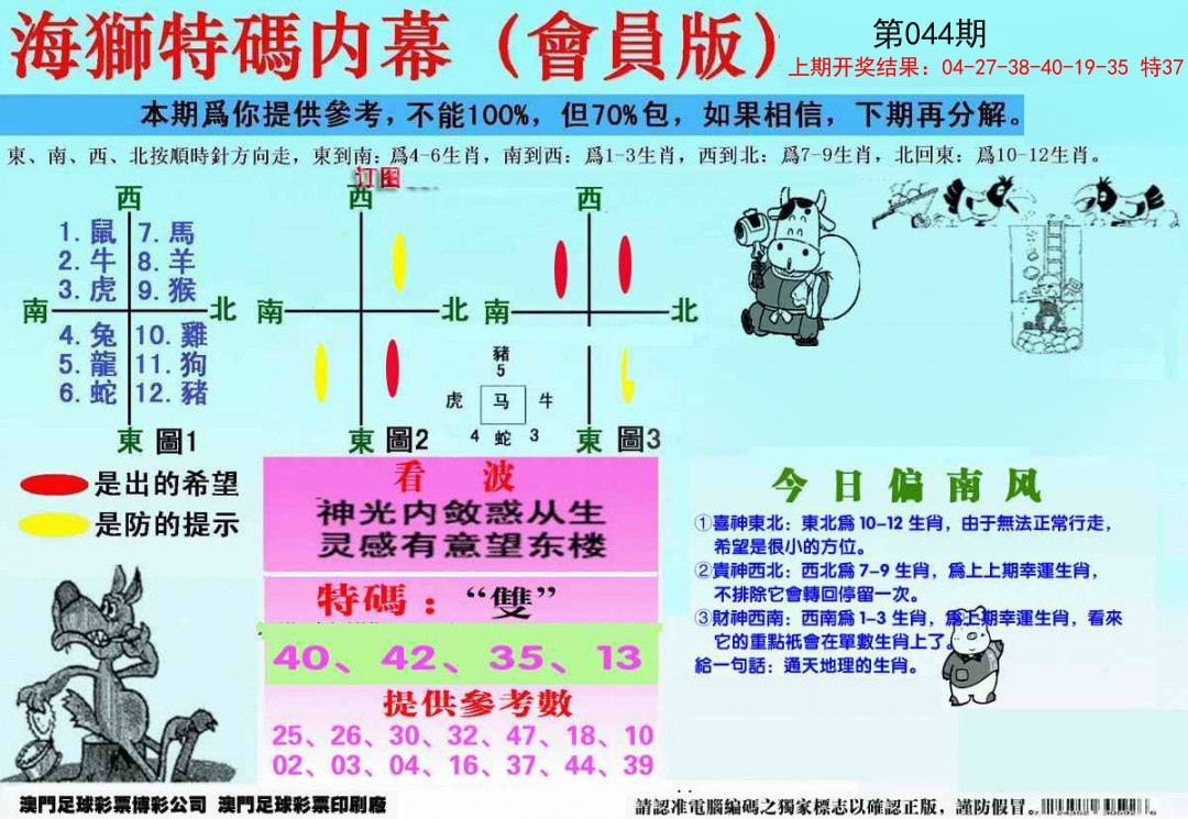 2025044期另版海狮特码内幕报