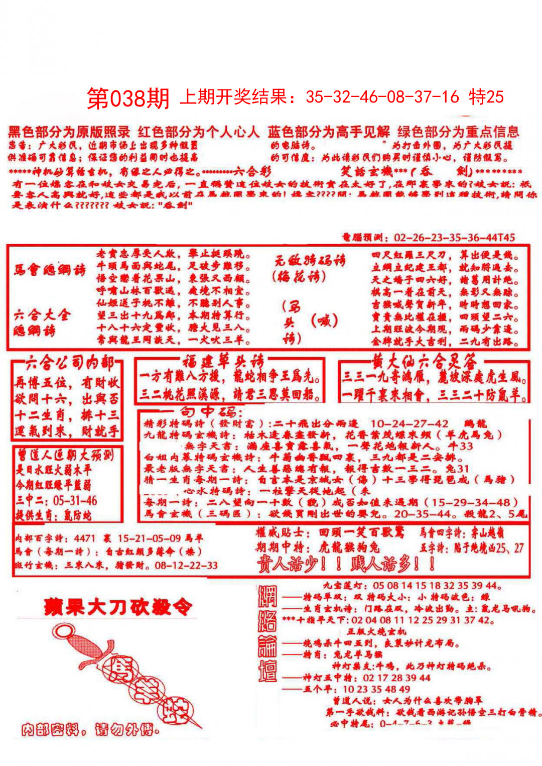 2025038期大刀彩霸王A