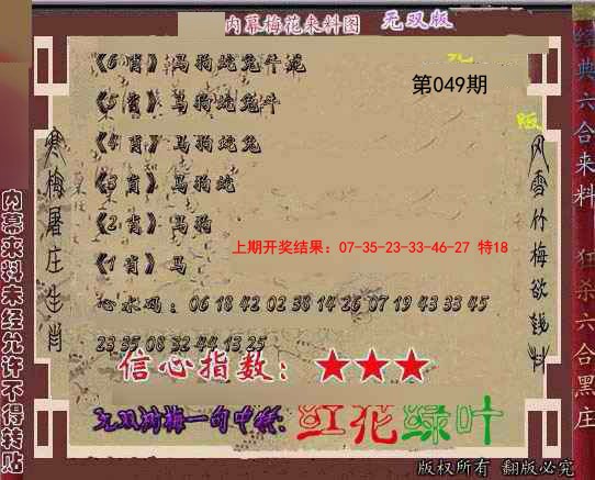 2025049期独家梅花来料