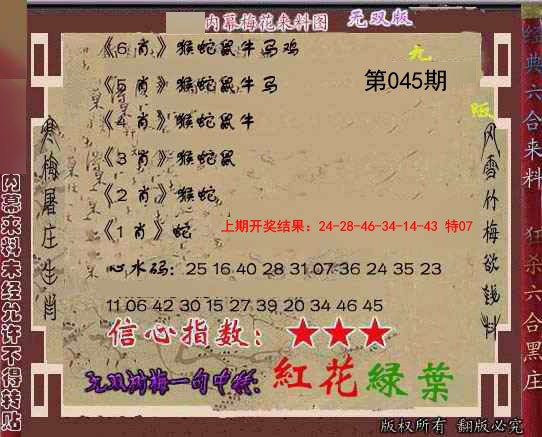 2025045期独家梅花来料