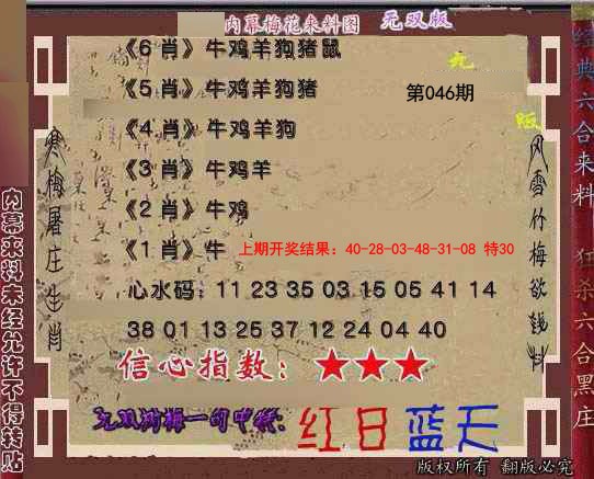 2025046期独家梅花来料