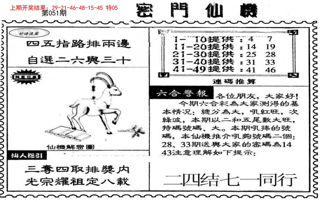 2025051期新密门仙机