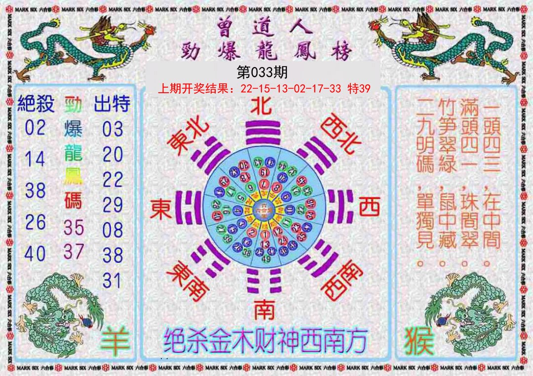 2025033期曾道人劲爆龙凤榜
