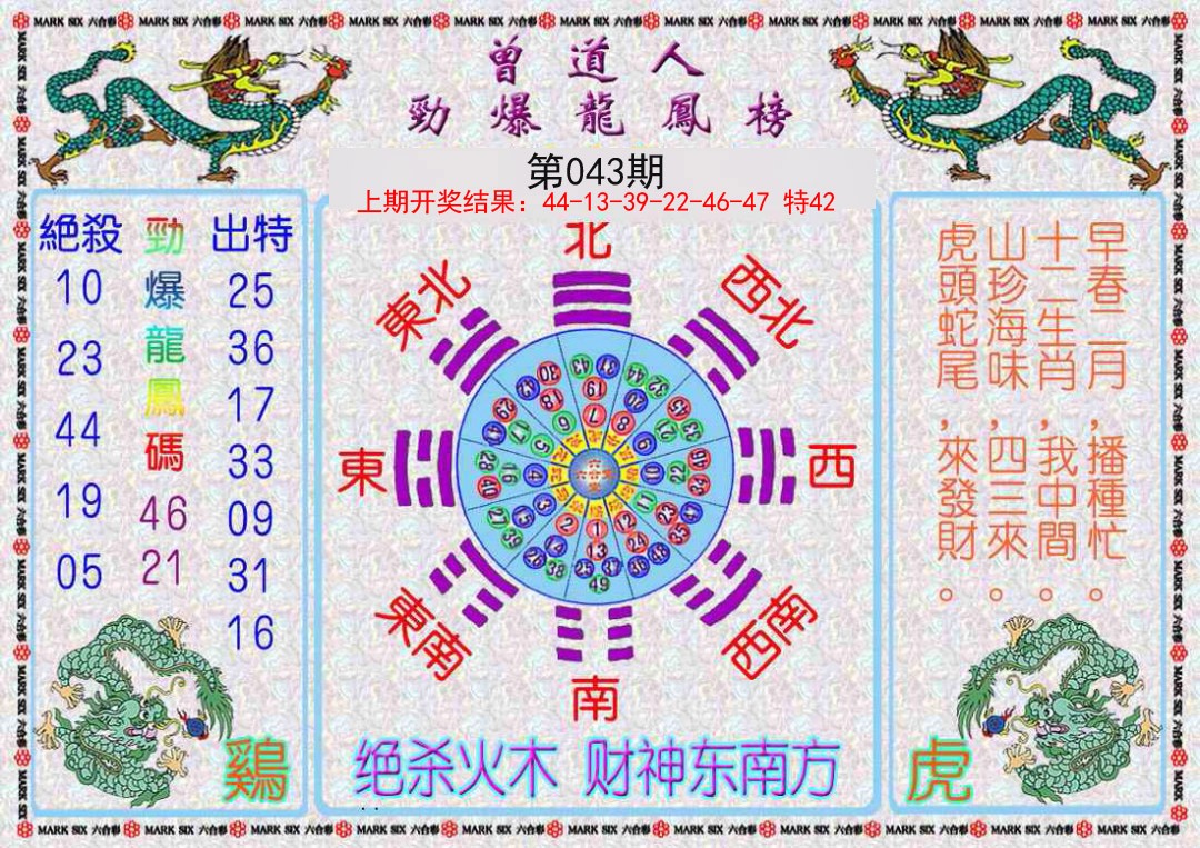2025043期曾道人劲爆龙凤榜