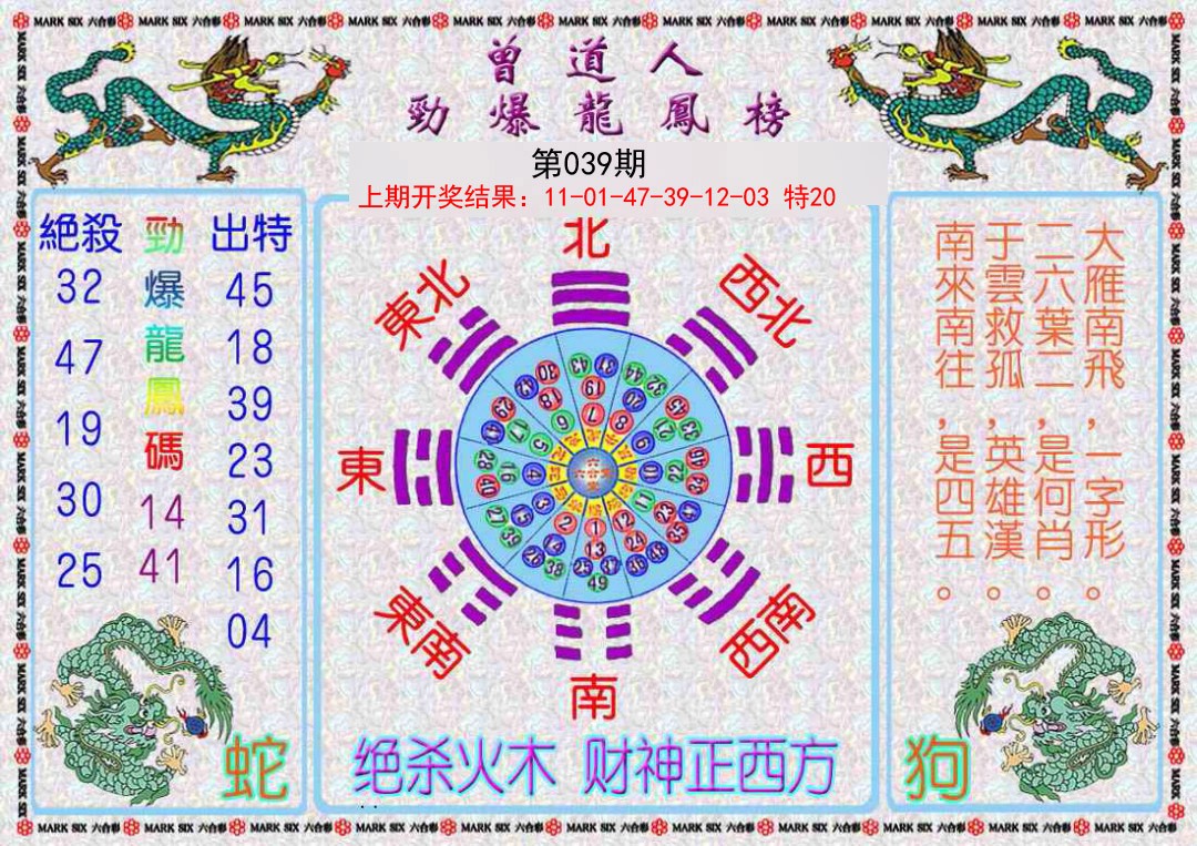 2025039期曾道人劲爆龙凤榜