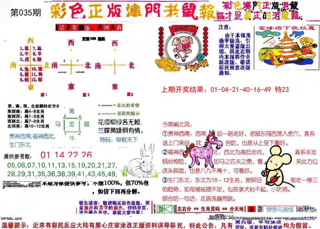 2025035期彩色正版澳门老鼠报