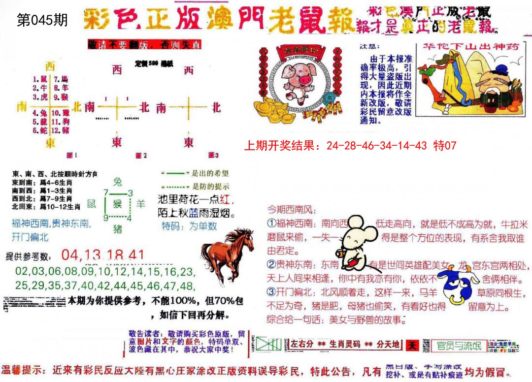 2025045期彩色正版澳门老鼠报
