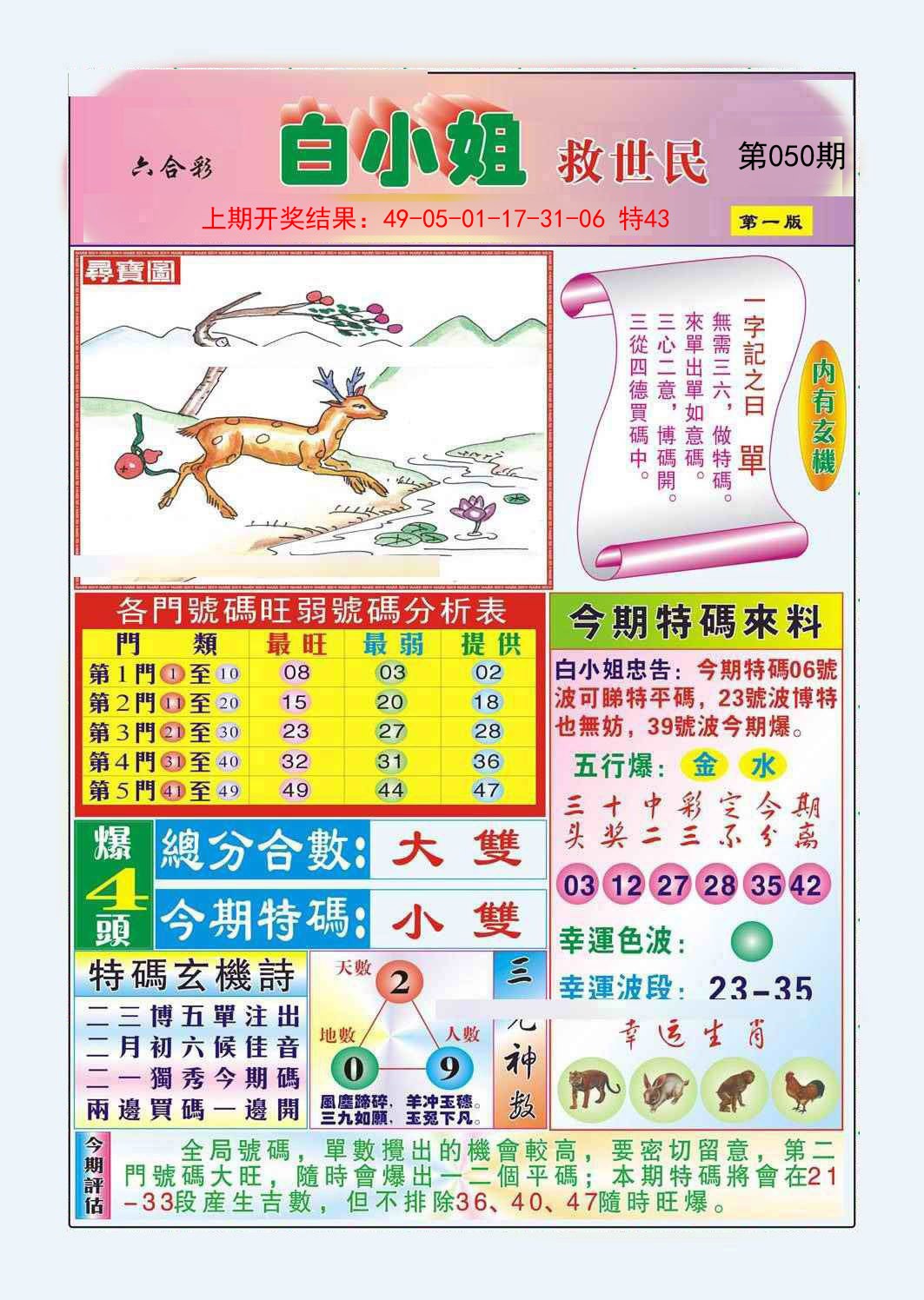 2025050期白小姐救世民A