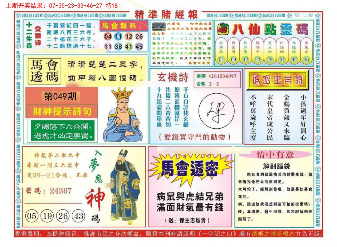 2025049期精准赌经报B
