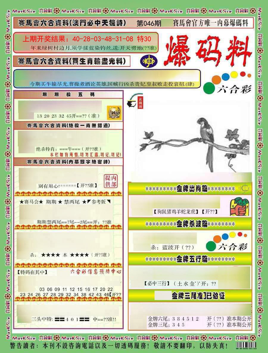2025046期爆码料A)