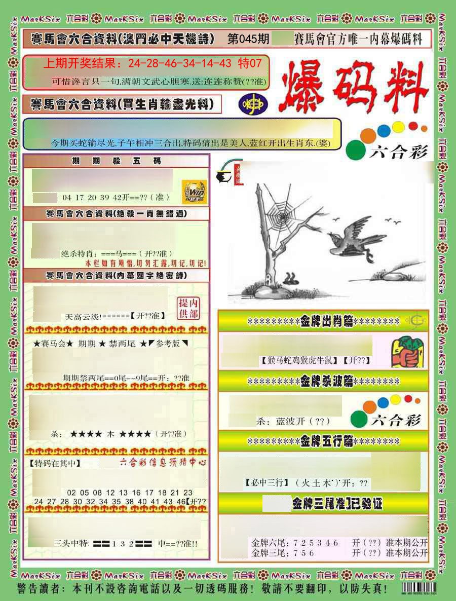 2025045期爆码料A)