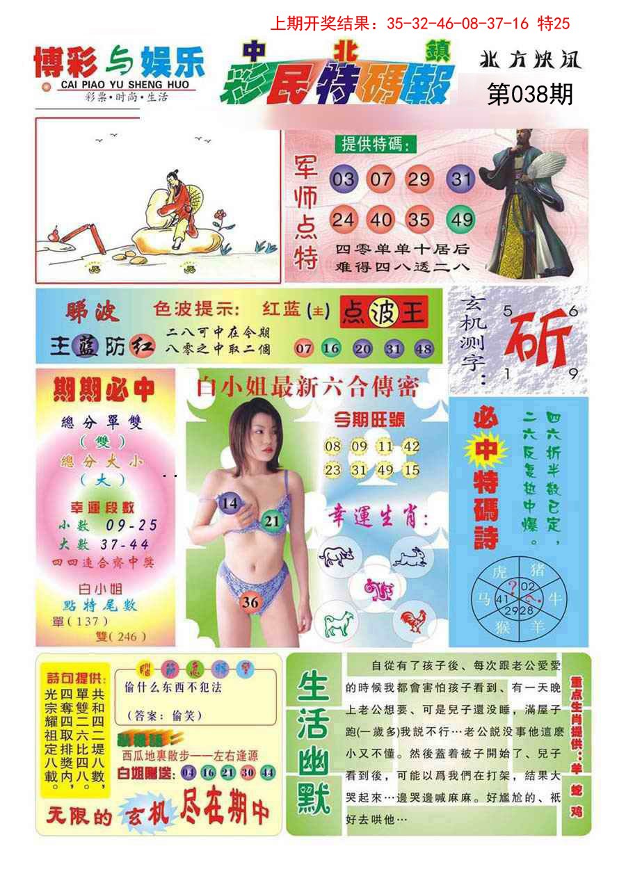2025038期中北彩民特码报