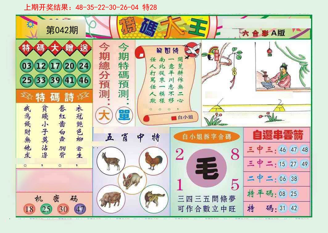 2025042期特码大王A