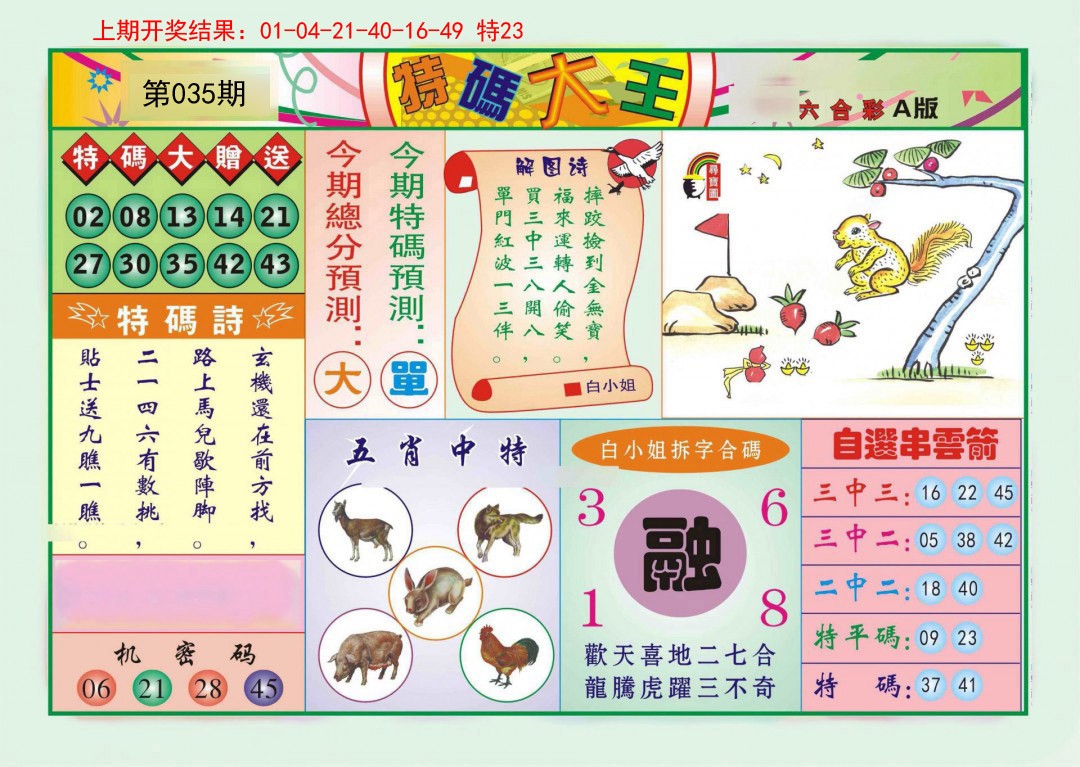 2025035期特码大王A