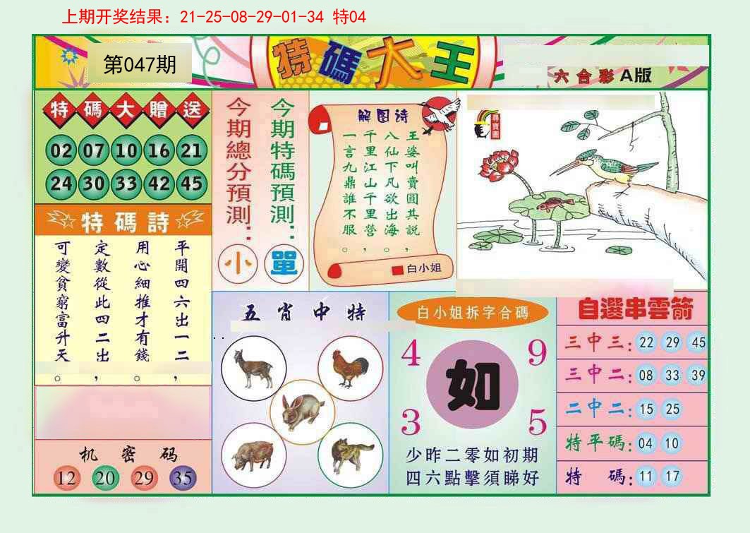 2025047期特码大王A