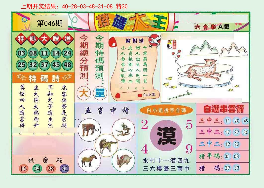 2025046期特码大王A