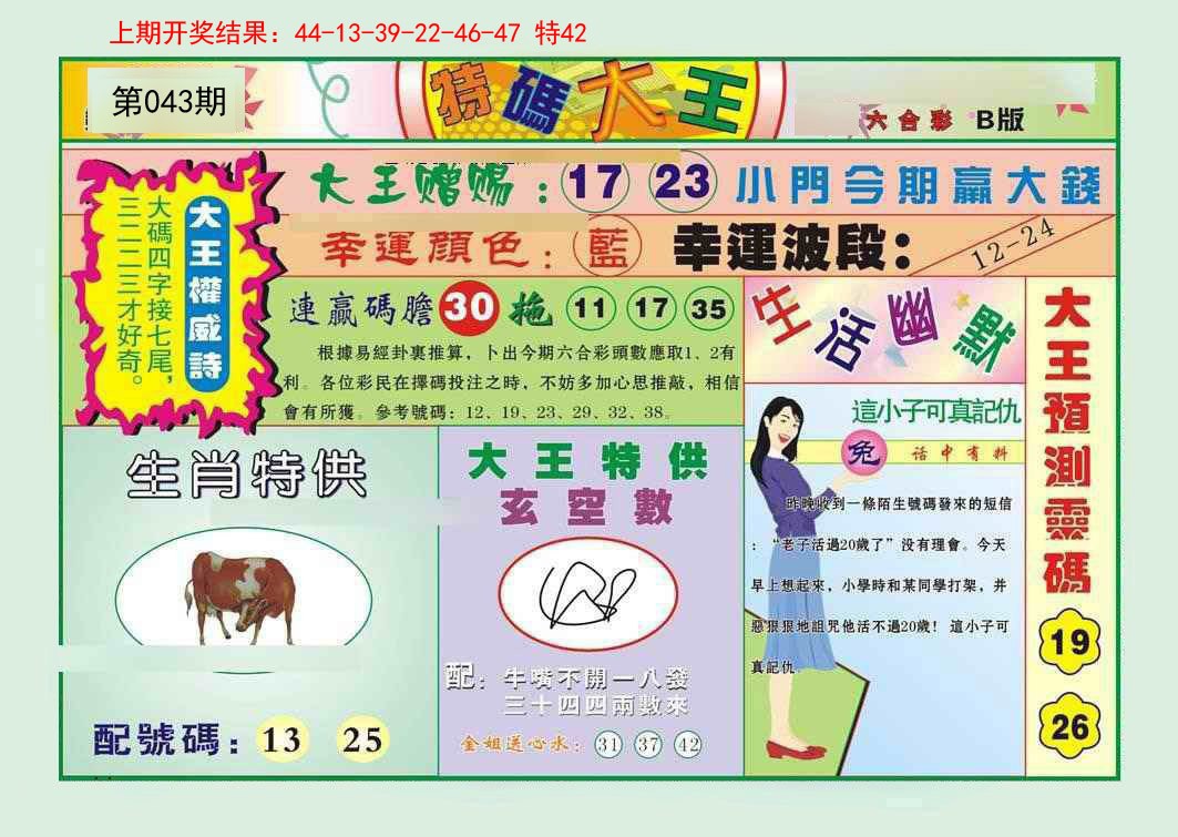 2025043期特码大王B