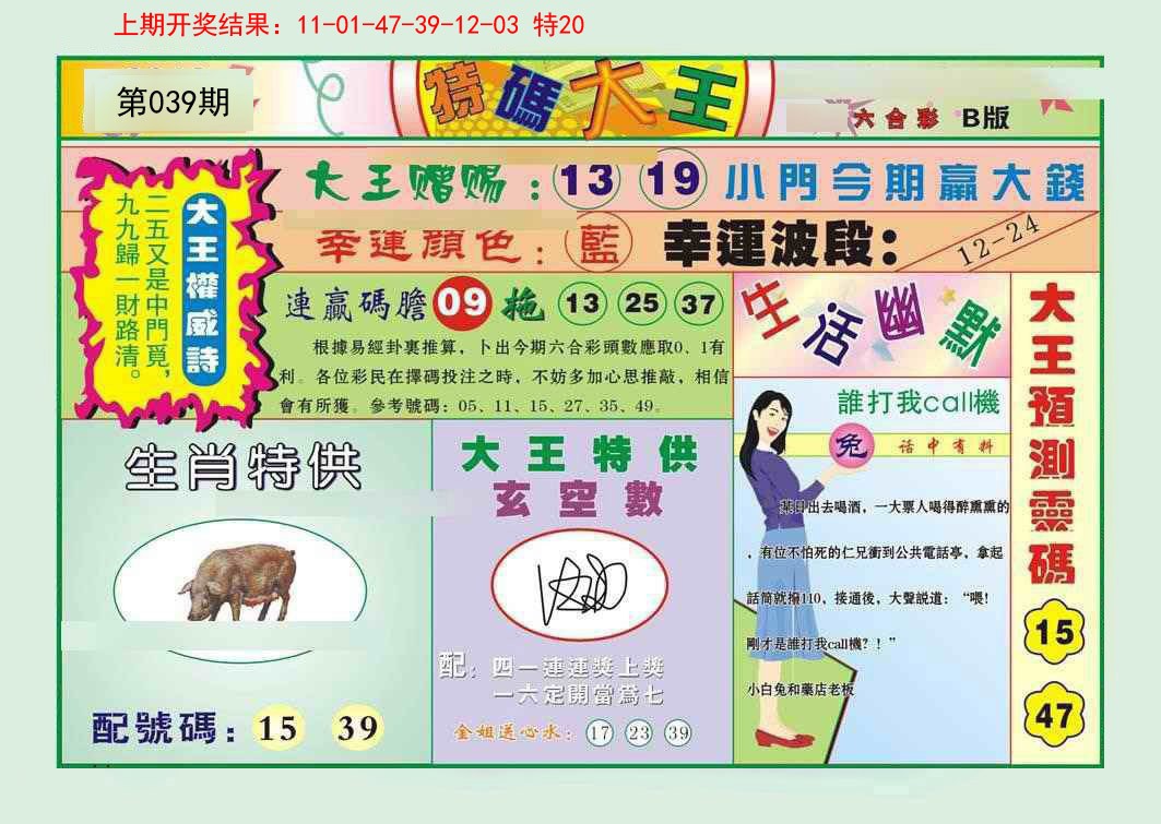 2025039期特码大王B