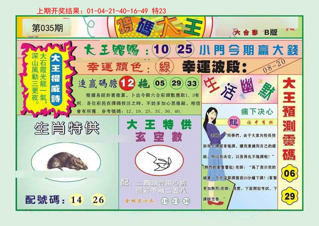 2025035期特码大王B