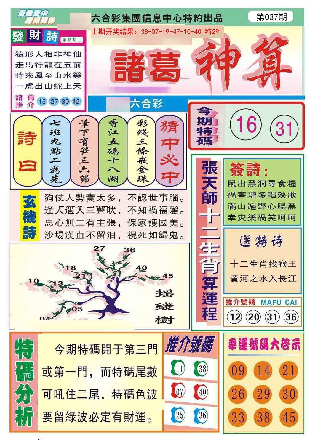 2025037期诸葛神算