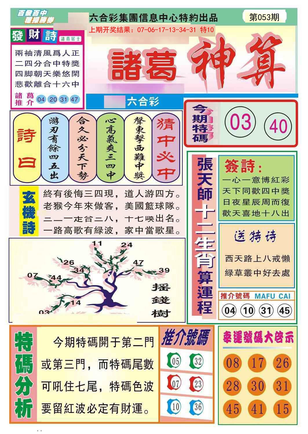 2025053期诸葛神算