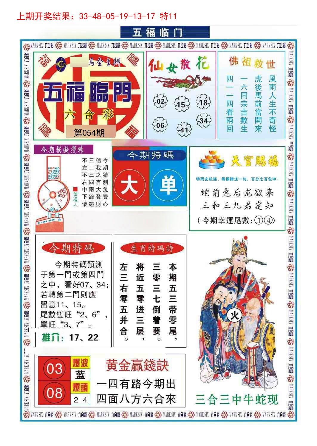 2025054期五福临门