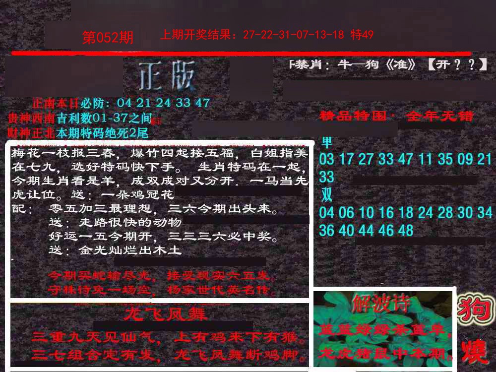 2025052期新港内幕