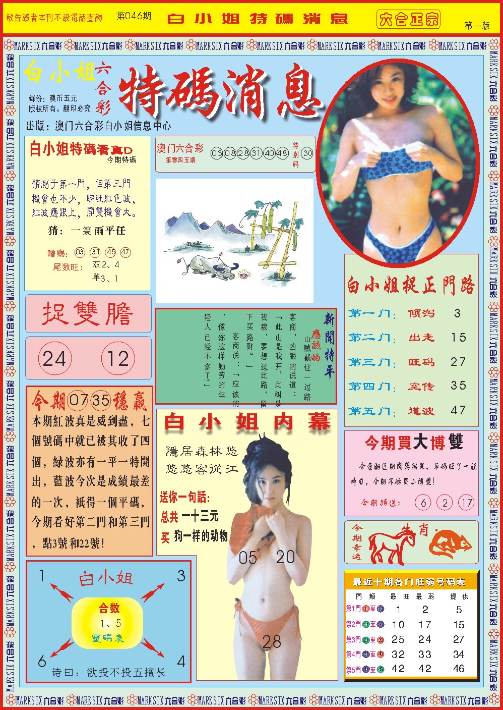 2025046期白小姐特码消息A