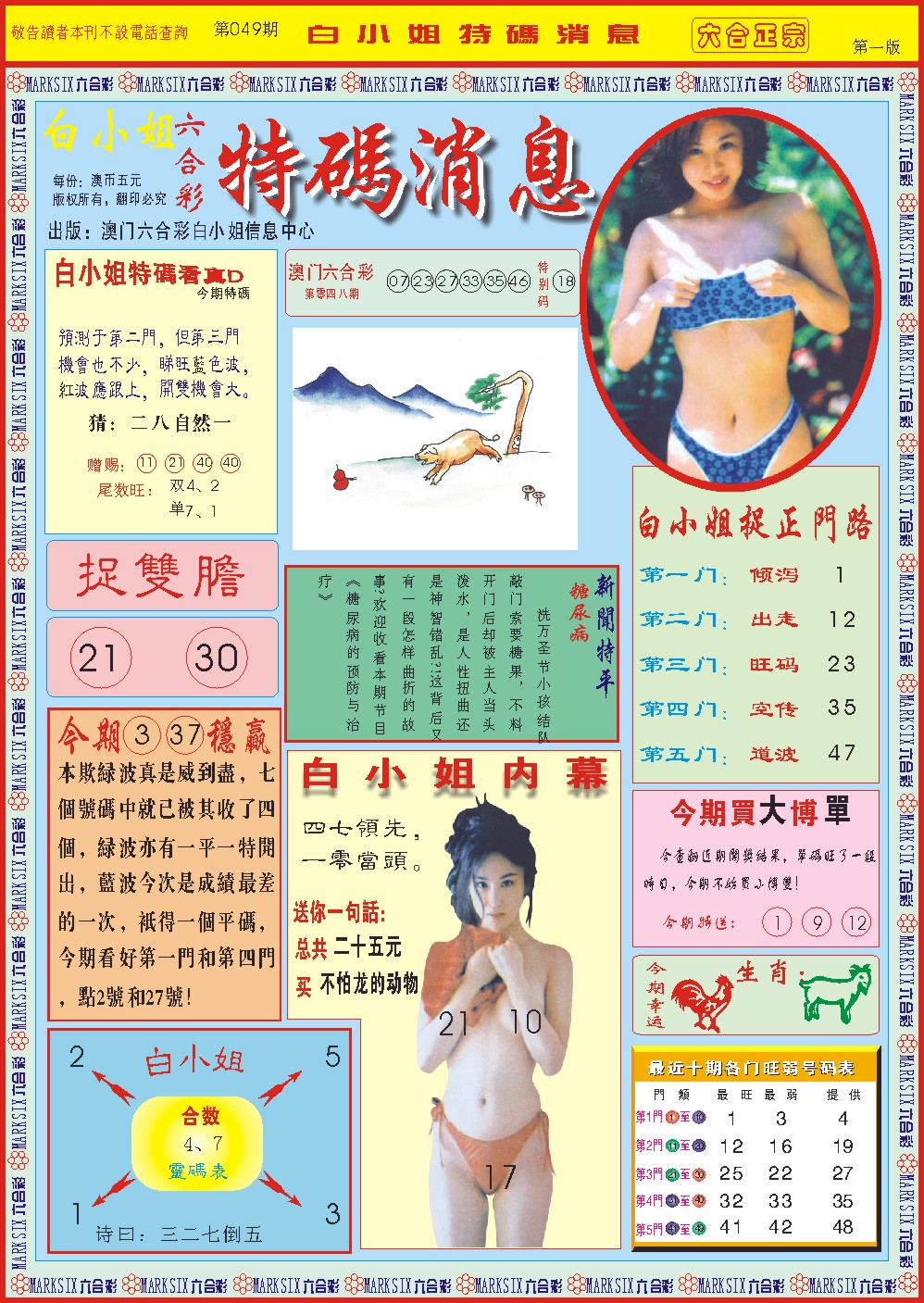 2025049期白小姐特码消息A