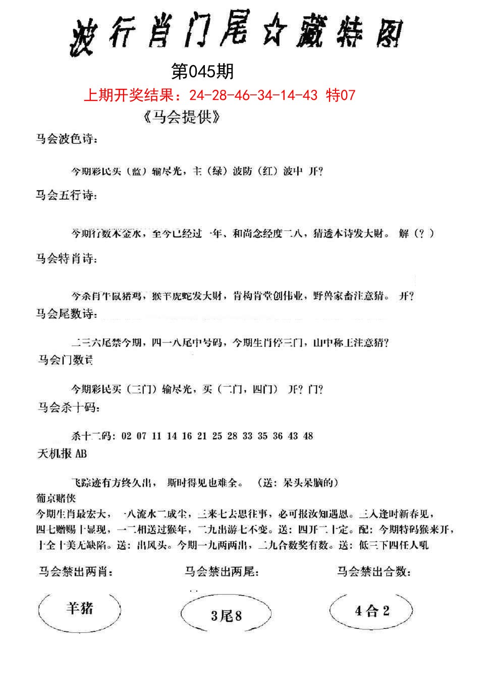 2025045期波行肖尾藏特图