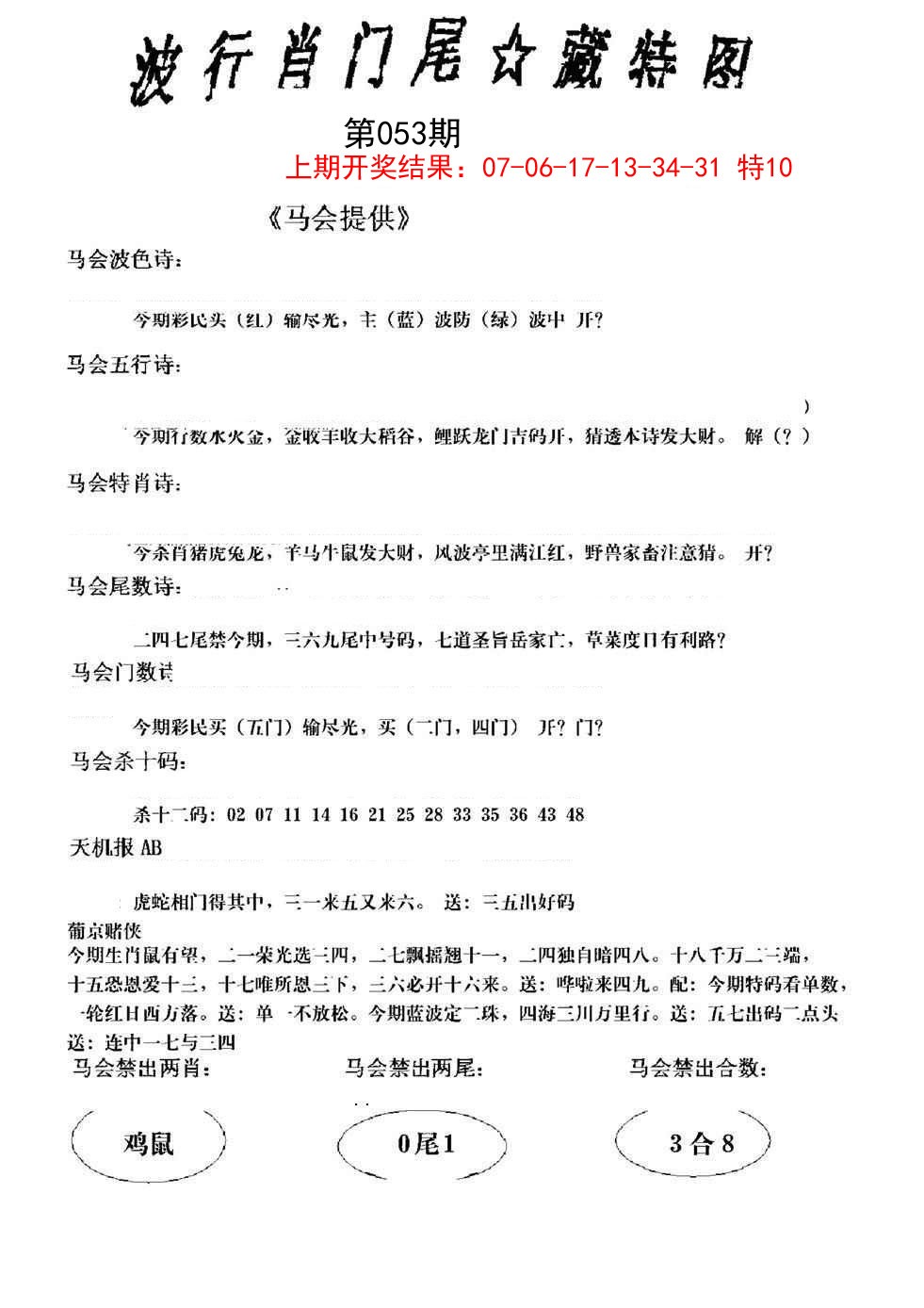 2025053期波行肖尾藏特图