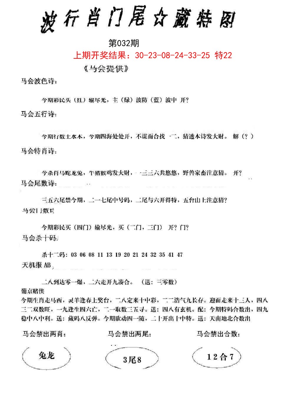 2025032期波行肖尾藏特图