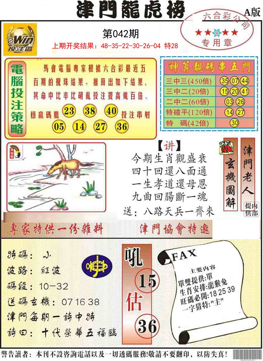 2025042期津门龙虎榜A