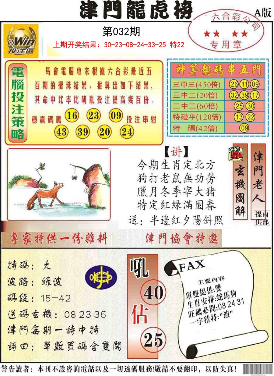 2025032期津门龙虎榜A