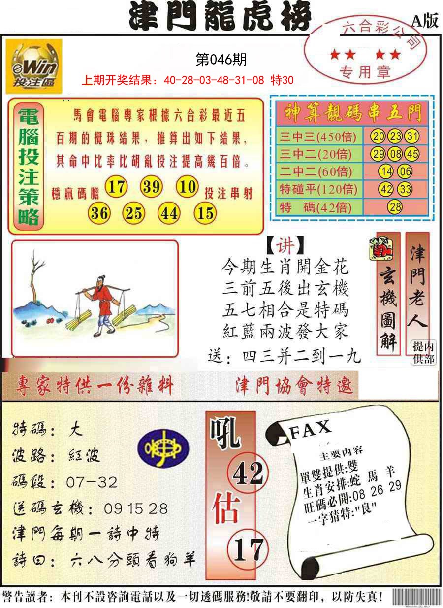 2025046期津门龙虎榜A
