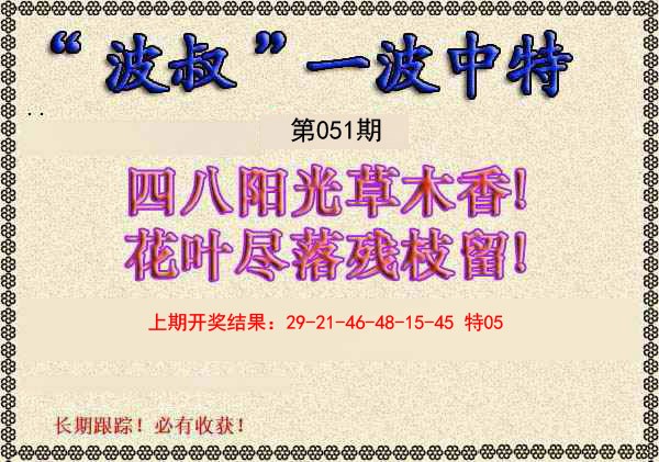 2025051期波叔一波中特