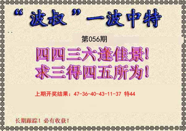 2025056期波叔一波中特