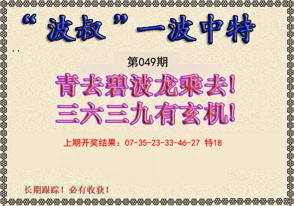 2025049期波叔一波中特