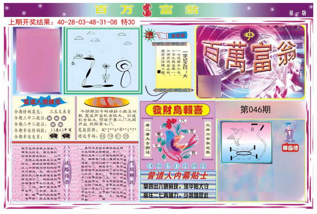 2025046期百万富翁A