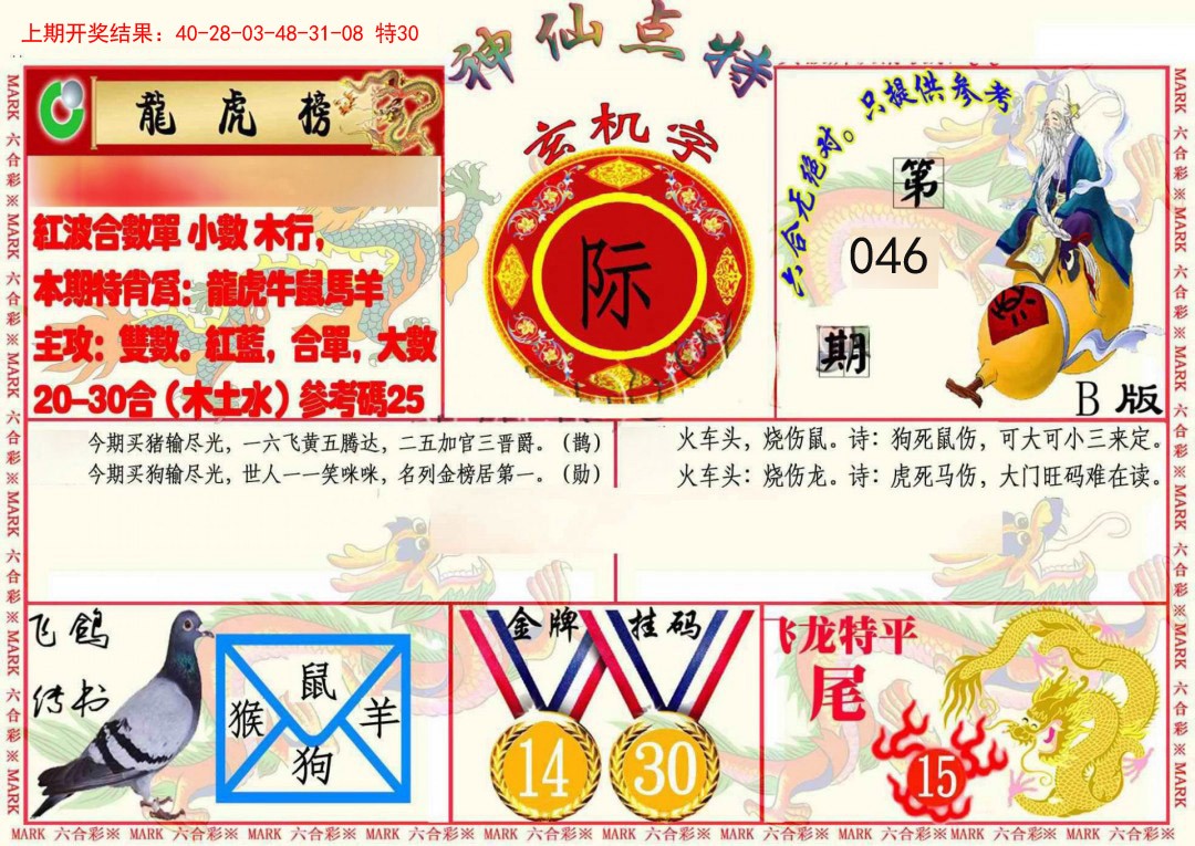 2025046期神仙点特B(精)