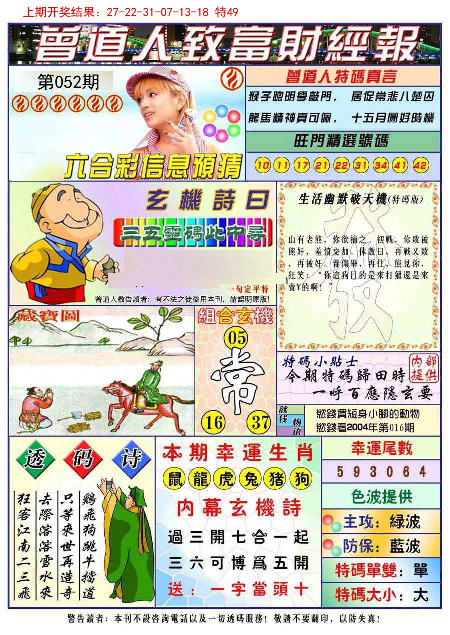 2025052期曾道人致福财经
