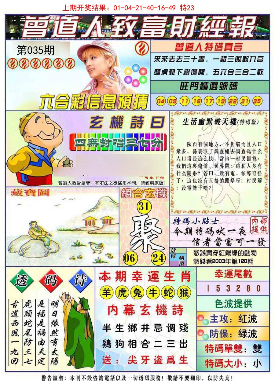 2025035期曾道人致福财经
