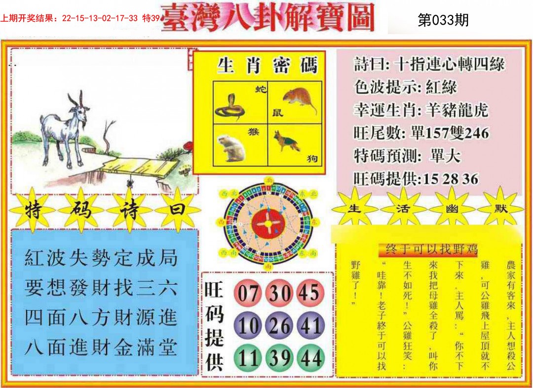 2025033期台湾八卦解宝图